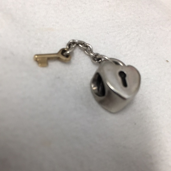 Pandora heart lock charm with gold key. RETIRED - Picture 9 of 12